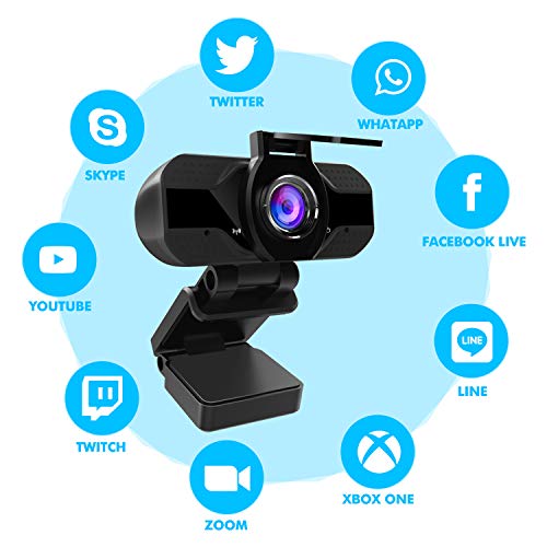 Webcam 1080P Full HD con Micrófono Y Cubierta de Privacidad, GUORUI 1080P Webcame USB Web Camera con Trípode, para Portátil Videollamadas, Conferencias, Juegos, Plug y Play, Cámara Web de Enfoque Fijo