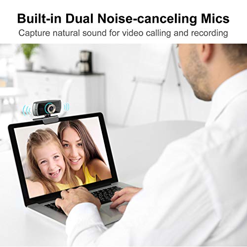 Webcam 1080P Full HD Webcam Streaming PC Cámara Web Videollamadas y Pantalla con Micrófonos Estéreo y Audio para Windows y Mac Compatible con Xbox One