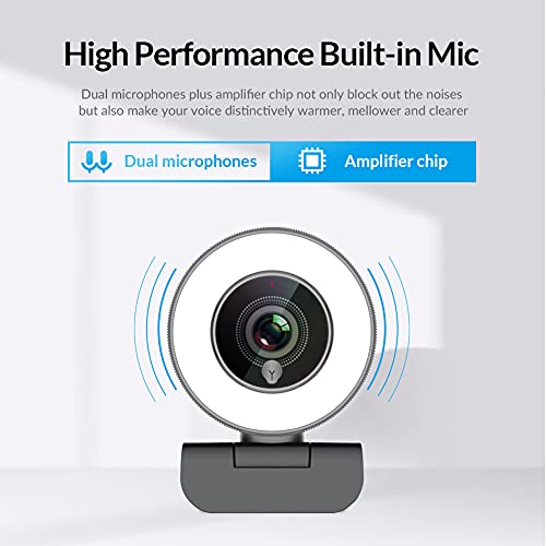 Webcam 1080P para La RetransmisióN de Videojuegos Camara Web Luz Y MicróFono Incorporados Enfoque AutomáTico para Windows 10 Videoconferencias por Skype Mac Xbox en Youtube Facebook