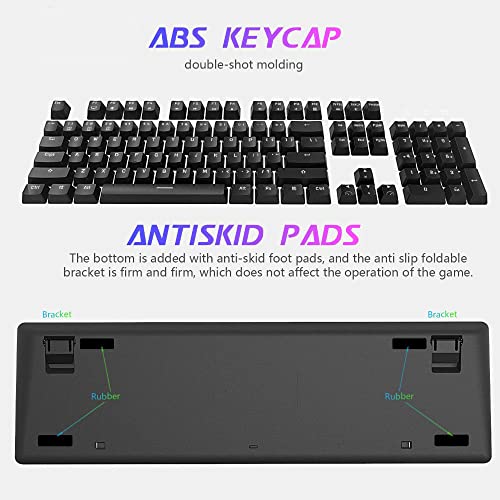 weymilady Alloy Mechanical Gaming Teclado y Mouse Combinado con Multimedia Gaming Teclado Mecánico Interruptor Azul 104 Llaves Atrapado ANTHOSTS ANTHOSTS Arco