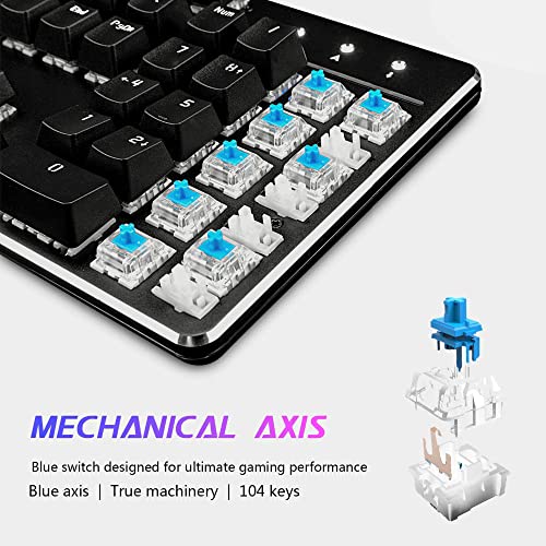 weymilady Alloy Mechanical Gaming Teclado y Mouse Combinado con Multimedia Gaming Teclado Mecánico Interruptor Azul 104 Llaves Atrapado ANTHOSTS ANTHOSTS Arco