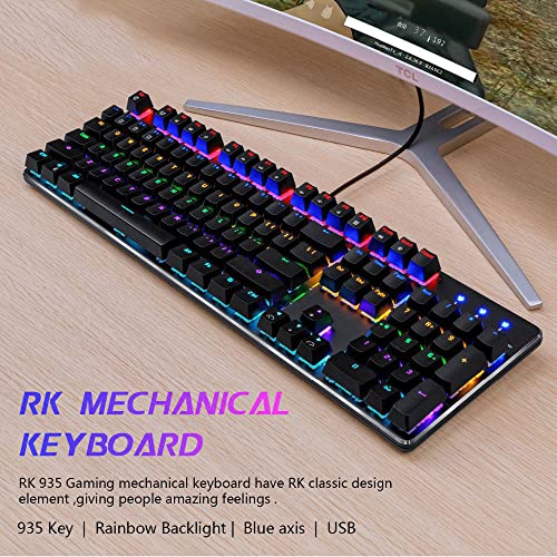 weymilady Alloy Mechanical Gaming Teclado y Mouse Combinado con Multimedia Gaming Teclado Mecánico Interruptor Azul 104 Llaves Atrapado ANTHOSTS ANTHOSTS Arco