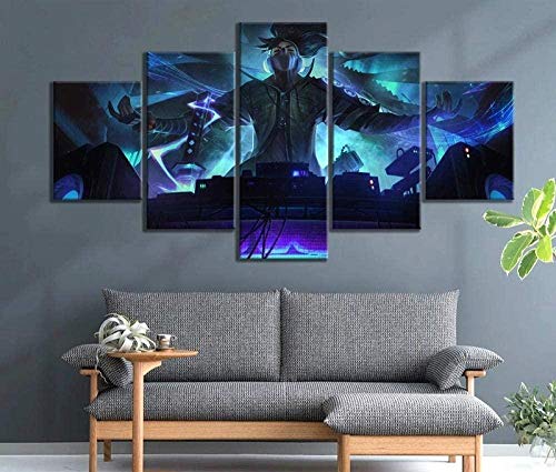 wodclockyui 5 Piezas Cuadro de Lienzo - Daño Real de League of Legends Pintura 5 Impresiones de imágenes Decoración de Pared para el hogar Pinturas y Carteles de Arte HD 200cmx100cm sin