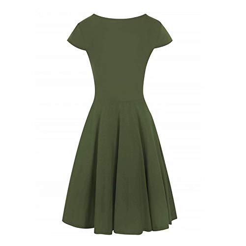 Women's Criss-Cross Necklines V-Neck Cap Sleeve Floral Casual Work Stretch Swing Summer Dress Party Dress Army Green(M)