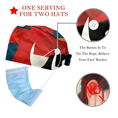 wuqiandian toro y matador Gorra de trabajo con botón y banda para el sudor ajustable,Sombreros de trabajo para mujeres y hombres,paquete de 2