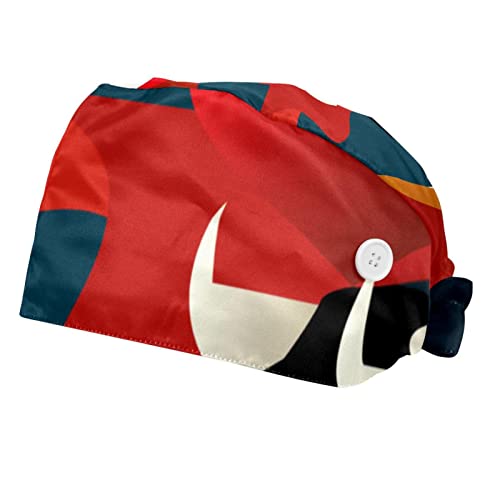 wuqiandian toro y matador Gorra de trabajo con botón y banda para el sudor ajustable,Sombreros de trabajo para mujeres y hombres,paquete de 2