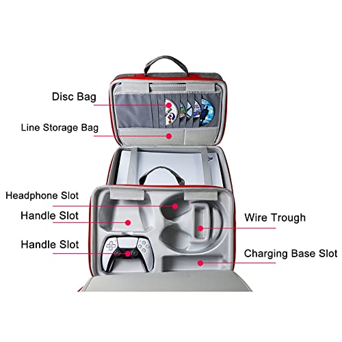 WYFFF Funda de transporte PS5, mochila para consola de juegos compatible con bolsa de viaje PS5 para controlador de Playstation, juegos PS5, auriculares para juegos y accesorios de juegos