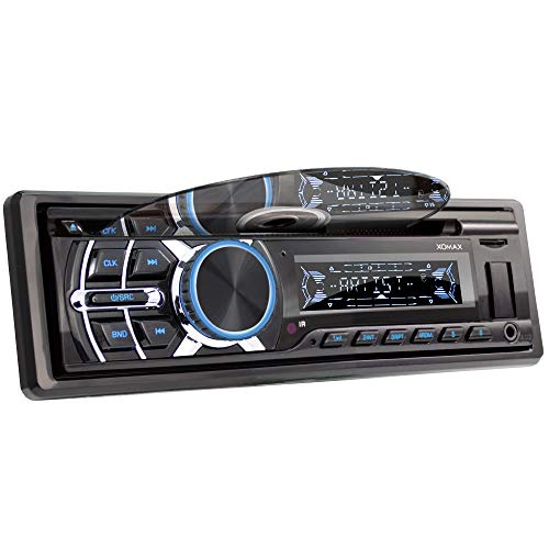 XOMAX XM-CDB624 Radio de Coche con Lector de CD I Bluetooth Manos Libres I RDS Radio Tuner I Micro SD I 2X AUX I 7 Colores de iluminación Ajustables I 1 DIN