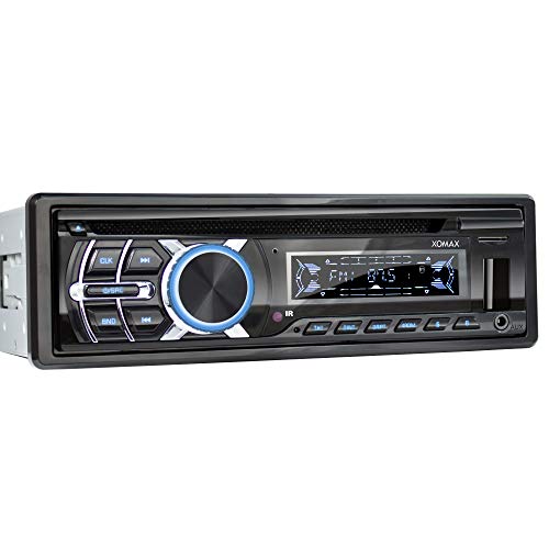 XOMAX XM-CDB624 Radio de Coche con Lector de CD I Bluetooth Manos Libres I RDS Radio Tuner I Micro SD I 2X AUX I 7 Colores de iluminación Ajustables I 1 DIN