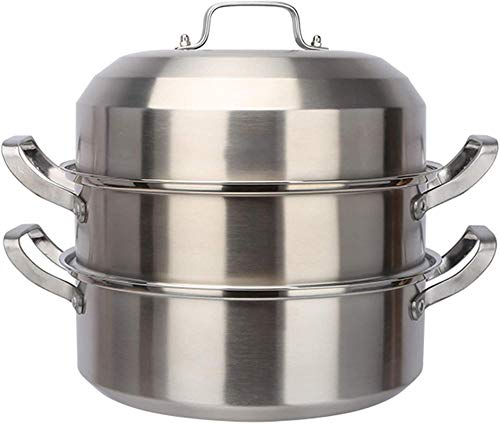 XY-M Cocina de Acero Inoxidable Cocina Pot Steam Garden Pot Steam Steam ARG para Suministros de Cortador Multiusos Supplies Pot Sopa con Mango Cantidad de inducción Pan Capa Doble 28 cm