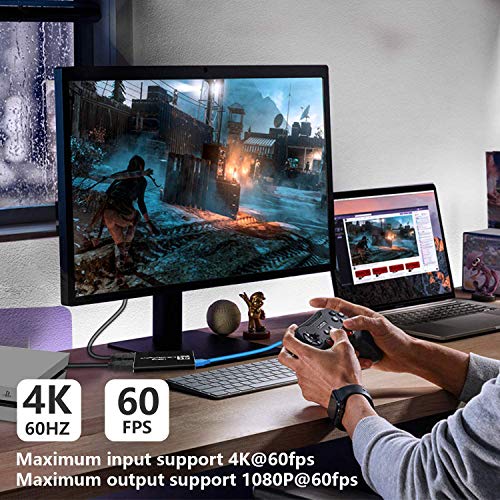 Y&H 4K Tarjeta de Captura de Juegos,HDMI a USB3.0 Captura de Video Audio HD 1080P 60HZ Dispositivo de grabación de Juegos con transmisión en Vivo para PS4,Nintendo Switch,Xbox One,Xbox360,Wii U