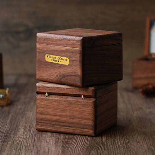 Youtang Caja de música, madera de nogal, tamaño mini, caja musical de 18 notas, regalo de música, juego de The Lion Sleeps Tonight (movimiento dorado)