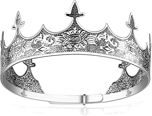 ZFQZKK Metal King Crown Antique Silver King Crown for Party King Party Party Crown Medieval Accesorios for Disfraces for Adultos y niños Vestido de Novia (Color : Sliver)