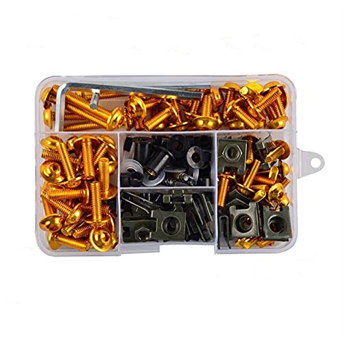 ZGDUGFU Clips de Tornillos, 177pcs / Set CNC Aleación M6 M5 Pernos de carenado Kit Bodywork Tornillos Tuercas para Motocicleta 6 Colores (Color : Gold)