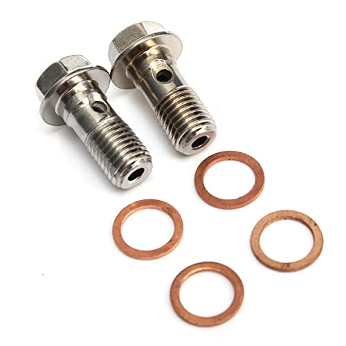 ZGDUGFU Clips de Tornillos, 2X Acero Inoxidable M10 x 1.25mm Banjo Banjo Freno de Motocicleta Banjo de Cobre lavadoras compatibles con HON-DA Compatible con Kawasaki