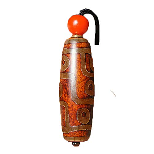 ZHIBO Real Natural Tibetano dzi Antiguo ágata 9 Ojos Totem Amuleto Colgante de los Granos 55 × 20 mm