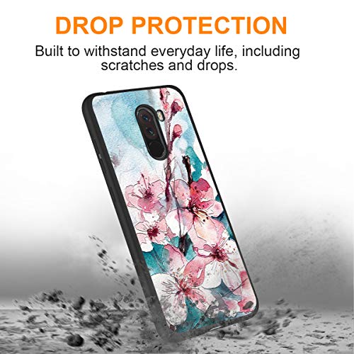 ZhuoFan Funda Xiaomi Pocophone F1 Cárcasa Silicona 3D Ultrafina Negra con Dibujos Diseño en Relieve Suave TPU Antigolpes de Protector Piel Case Fundas para Movil Xiao Mi PocophoneF1, Flores 5