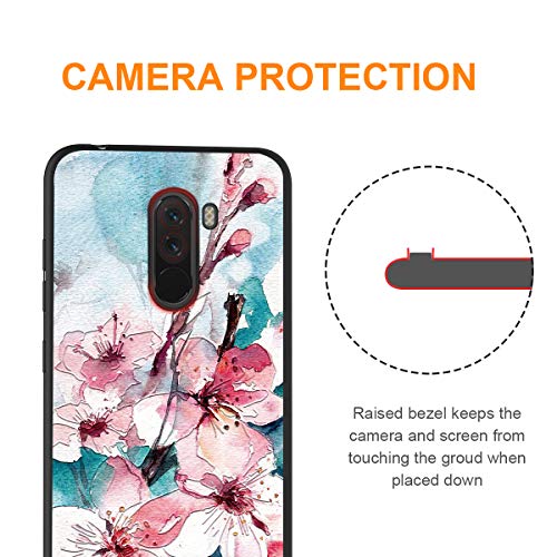 ZhuoFan Funda Xiaomi Pocophone F1 Cárcasa Silicona 3D Ultrafina Negra con Dibujos Diseño en Relieve Suave TPU Antigolpes de Protector Piel Case Fundas para Movil Xiao Mi PocophoneF1, Flores 5
