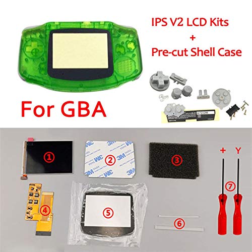 ZSYLOVE ZHANGSUYUAN Kits de Pantalla LCD con IPS V2 Precortados Pantalla Caso de Shell en Forma for GBA retroiluminación LCD V2 10 Brillo en Forma for GBA Consola de Viviendas