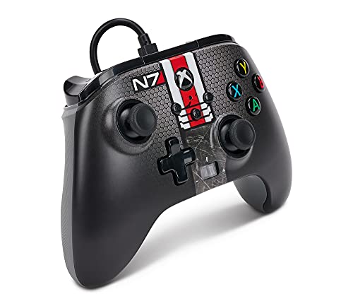 - Mando con cable mejorado PowerA para Xbox Series X|S – Mass Effect N7, mando, mando para videojuegos con cable, mando para juegos, Fallout, Xbox Series X|S (Xbox Series X)