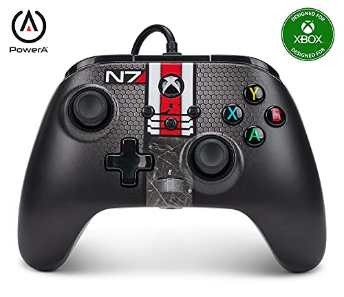 - Mando con cable mejorado PowerA para Xbox Series X|S – Mass Effect N7, mando, mando para videojuegos con cable, mando para juegos, Fallout, Xbox Series X|S (Xbox Series X)