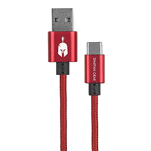 - Spartan Gear - Double Sided USB Cable (Type C) (length: 2m - Compatible with Playstation 5, Xbox Series X/S, tablet, mobile) (colour: Red) (PlayStation 5)