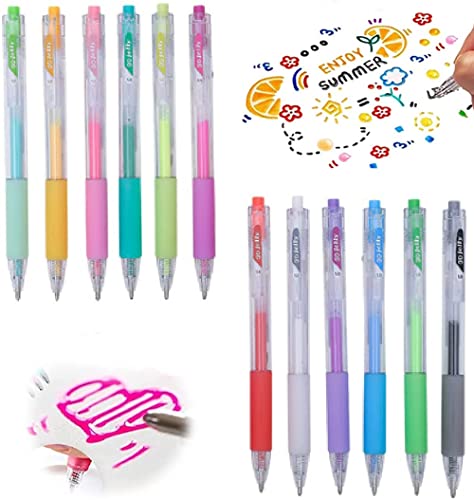 12Pack 3D Jelly Ink Pen Set,Sparkled Assorted Colors Gel Pens,Highlighters Glitter Gel Pens DIY Fluorescent Painting Pen for Drawing Marks,Writing