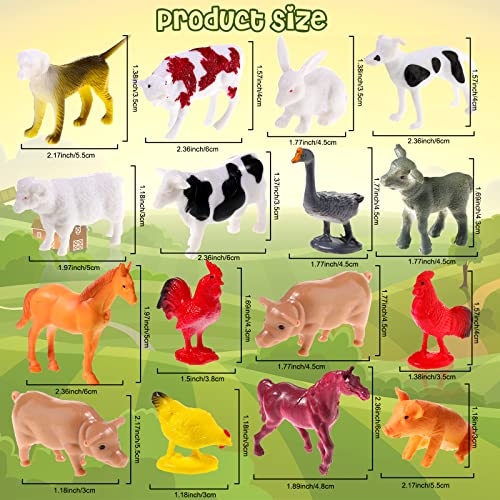 16 Figuras de Animales de Granja Animales Pequeños de Plástico Realistas Animales Surtidos en Miniatura Colección de Animales de Granja de Detallada Textura Figuras de Animales de Granero
