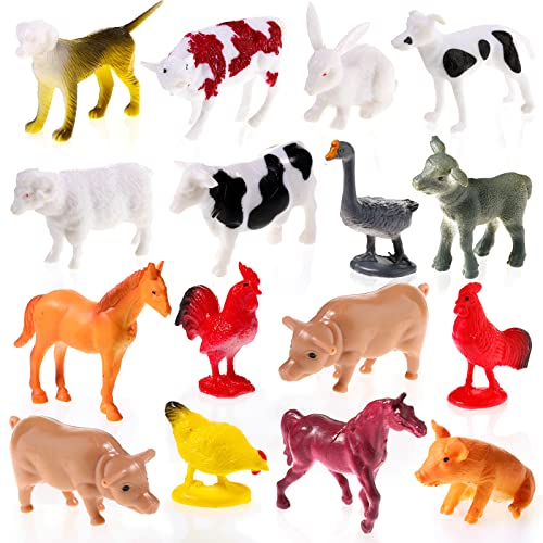 16 Figuras de Animales de Granja Animales Pequeños de Plástico Realistas Animales Surtidos en Miniatura Colección de Animales de Granja de Detallada Textura Figuras de Animales de Granero