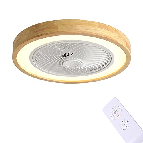 19.7 Inch Ceiling Fan Modern Round LED Ceiling Fan Light Kit Dimmable Semi Flush Mount Lighting Fixture With Remote, 3 Color 3 Speed Adjustable, Invisible Blades For Bedroom Farmhouse Living Room