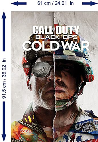 1art1 Call of Duty Póster (91x61 cm) Black Ops Cold War Split Y 1 Lote De 2 Varillas Transparentes