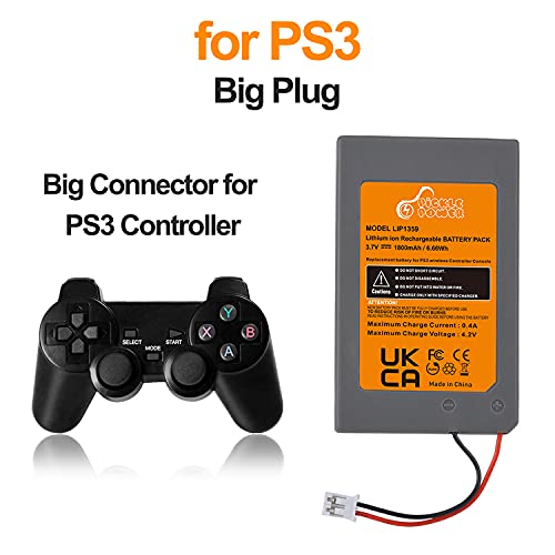 2 baterías LIP1359 de 1800 mAh para mando inalámbrico Sony Playstation 3 PS3 Dualshock 3 con cable y herramientas