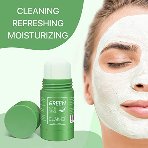 2 Pack Green Mask Stick, potente mascarilla de arcilla purificadora de té verde, limpieza profunda, control de aceite, eliminación de espinillas para todo tipo de piel, mujeres, hombres (2 pack)