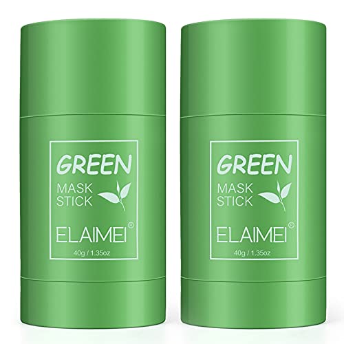 2 Pack Green Mask Stick, potente mascarilla de arcilla purificadora de té verde, limpieza profunda, control de aceite, eliminación de espinillas para todo tipo de piel, mujeres, hombres (2 pack)