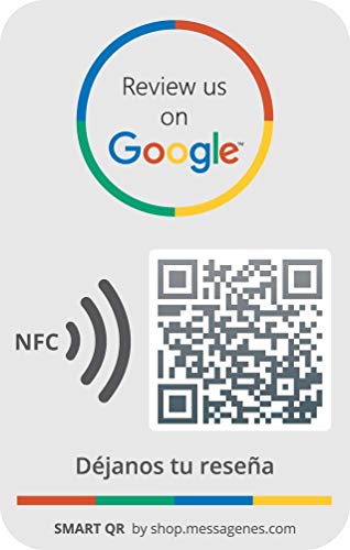 2 x pegatinas Google QR y NFC | Valoraciones en 1 Clic | Aumenta reseñas en Google de tu Negocio | con QR dinámico reutilizable | Para pegar en mostrador pared ventana de tu establecimiento