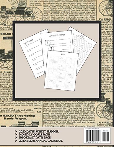 2020 Dated Weekly Planner: Annual Planner, Trains, original design with goals, important dates and annual calendars included