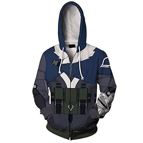 2021 New Hombre Valorant Hoodie Valorant Print Sudaderas Sudadera Sudadera Chaqueta Top (Color : Zipper valorant, Size : XL)