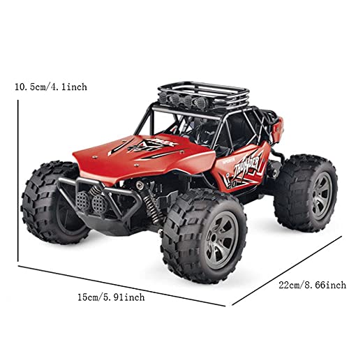 2WD All-Terrain Climbing Vehicle 1:18 Alloy Rechargeable Toy Car High-Speed Off-Road Remote Control Short Truck 2.4GHz Electric Racing Car Best Christmas Birthday Gift (Red)