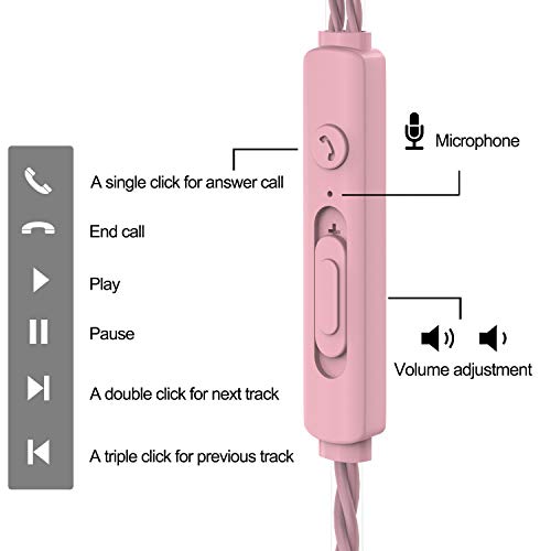 4 Pares Auriculares, CBGGQ Auriculares in-ear con micrófono, auriculares con cable de 3,5 mm para ajustar el volumen, estéreo, graves profundos, Aislamiento de Ruido, para IOS y Android smartphones