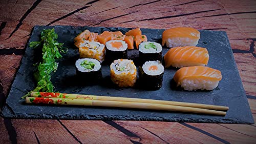 4 Platos bandejas 30X20 pizarra natural color negro grafito para servir quesos sushi postres tapas embutido aperitivos comida