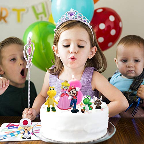 6 Piezas Super Mario Cake Topper Hanel-Super Mario Tarta Decoración Niños Mini Muñeca Hecha a Mano Shower Fiesta Cumpleaños Pastel Decoración Suministros