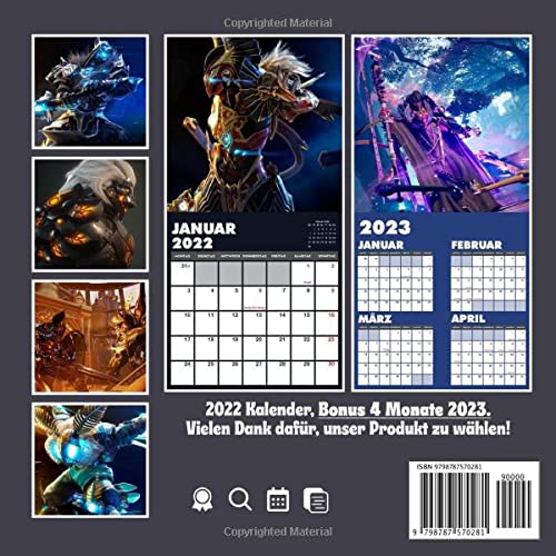 Action-RPG Spiele Kalender 2022: Spiele Kalender 2022 | Bonus 4 Monate 2023. Kalender 2022 mit Notizen, Monatlicher quadratischer Kalender