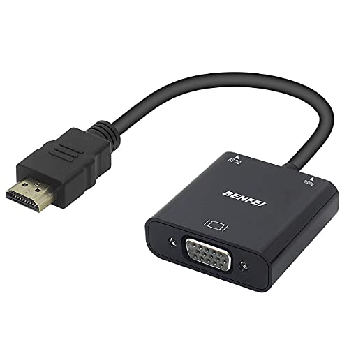 Adaptador HDMI a VGA, BENFEI HDMI a VGA (Macho a Hembra) 1080P Convertidor con Audio y Mirco USB Cable de Carga para PC, Portátiles, HDTV Proyectores, PS4/3 Xbox y Otros Dispositivos HDMI