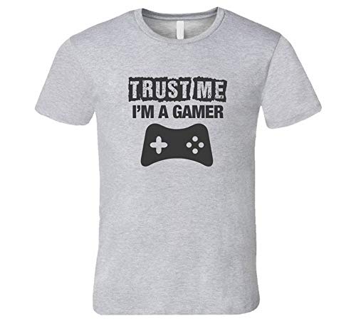 ADSION Trust Me T-Shirt I'm a Gamer Geek Camiseta Blanca Silicon Valley Geek Camiseta Deporte Gris