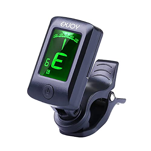 Afinador de Guitarra Sintonizador Digital Cromático con Clip, EXJOY Tuner de 5 modos con 12 Púas para Guitarra Eléctrica, Guitarra Española, Acústica, Bajo, Violín, Ukelele