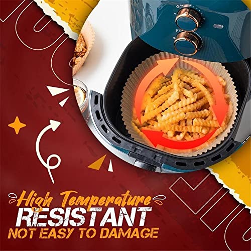 Air Fryer Disposable Paper Liner, Air Fryer Parchment Paper Liners, Non-stick Wood Pulp Steamer Round Paper, Baking Paper for Baking Roasting Microwave (6.3in, Wood-50pcs)