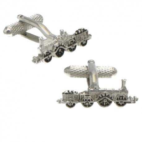 AJ Fashion Jewellery Steam Train Silver Plated Steam Train Cufflinks