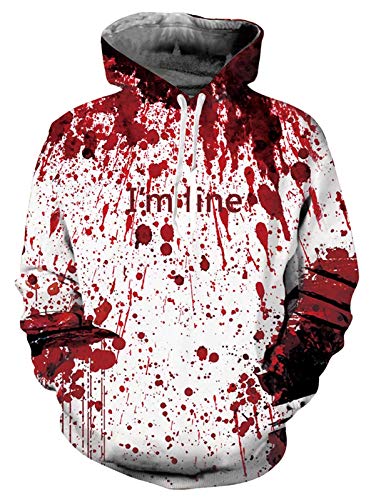 ALISISTER 3D Awful Blood Sudaderas con Capucha de Halloween Hombres Damas Divertida Otoño Invierno Hooded Pullover Sweatshirt con Forro de Felpa Térmica M