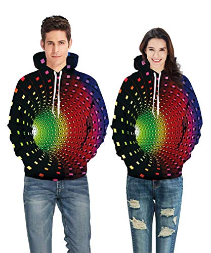 ALISISTER 3D Unisex Sudaderas con Capucha Novedad Vórtice Gráfica Hoodies Sweatshirt Casual Hooded Pullover para Hombres Mujeres Fiesta Deportiva M