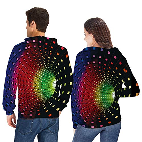 ALISISTER 3D Unisex Sudaderas con Capucha Novedad Vórtice Gráfica Hoodies Sweatshirt Casual Hooded Pullover para Hombres Mujeres Fiesta Deportiva M